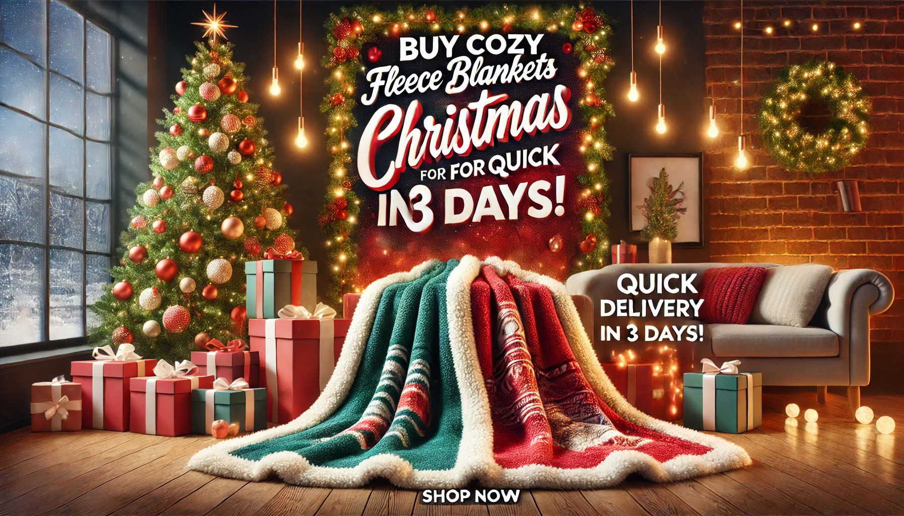 Cozy Christmas Fleece Blankets | 3-Day Delivery in the USA